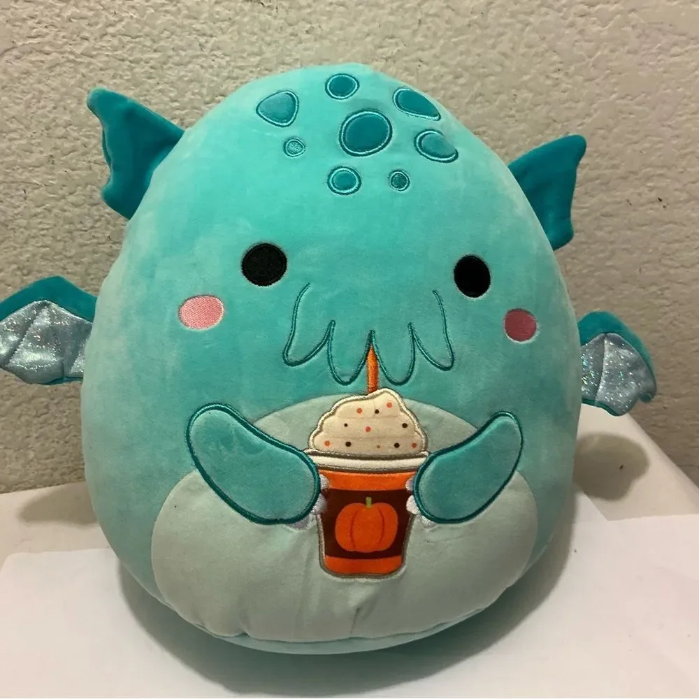 NWT Squishmallows 12” Theotto the Teal Cthulhu w/ Pumpkin Latte Halloween 2024